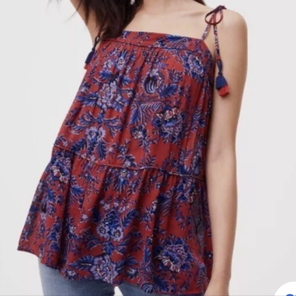 The Loft floral tank with tassels Size: Small